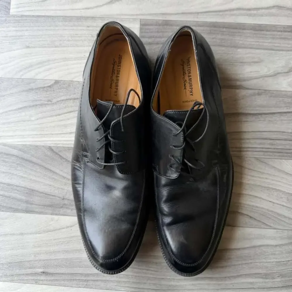 Johnston & Murphy Signature Series Black Leather Oxford Dress Shoes